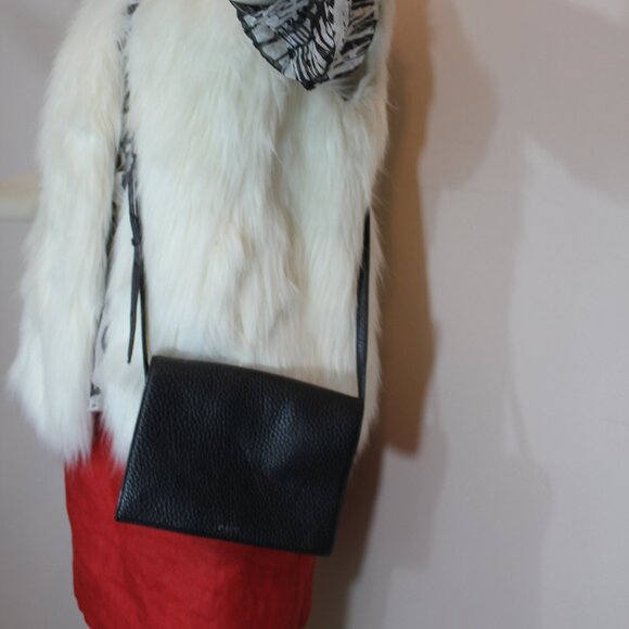 Aritzia Auxiliary Calisch Leather Flap Crossbody Black lined shoulder mini bag - Picture 2 of 9